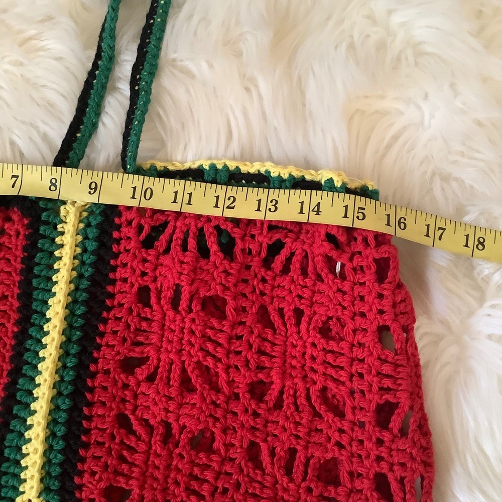 Handmade Crochet Rasta Halter Cover Up Red Green Yellow Swim Cover Up Small - Picture 11 of 13